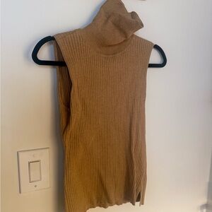 Vince Camuto Tan Sleeveless Turtleneck ribbed
